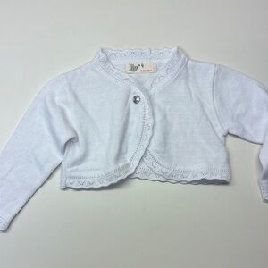White Baby Lace Trim Cardigan- 3-6 Month